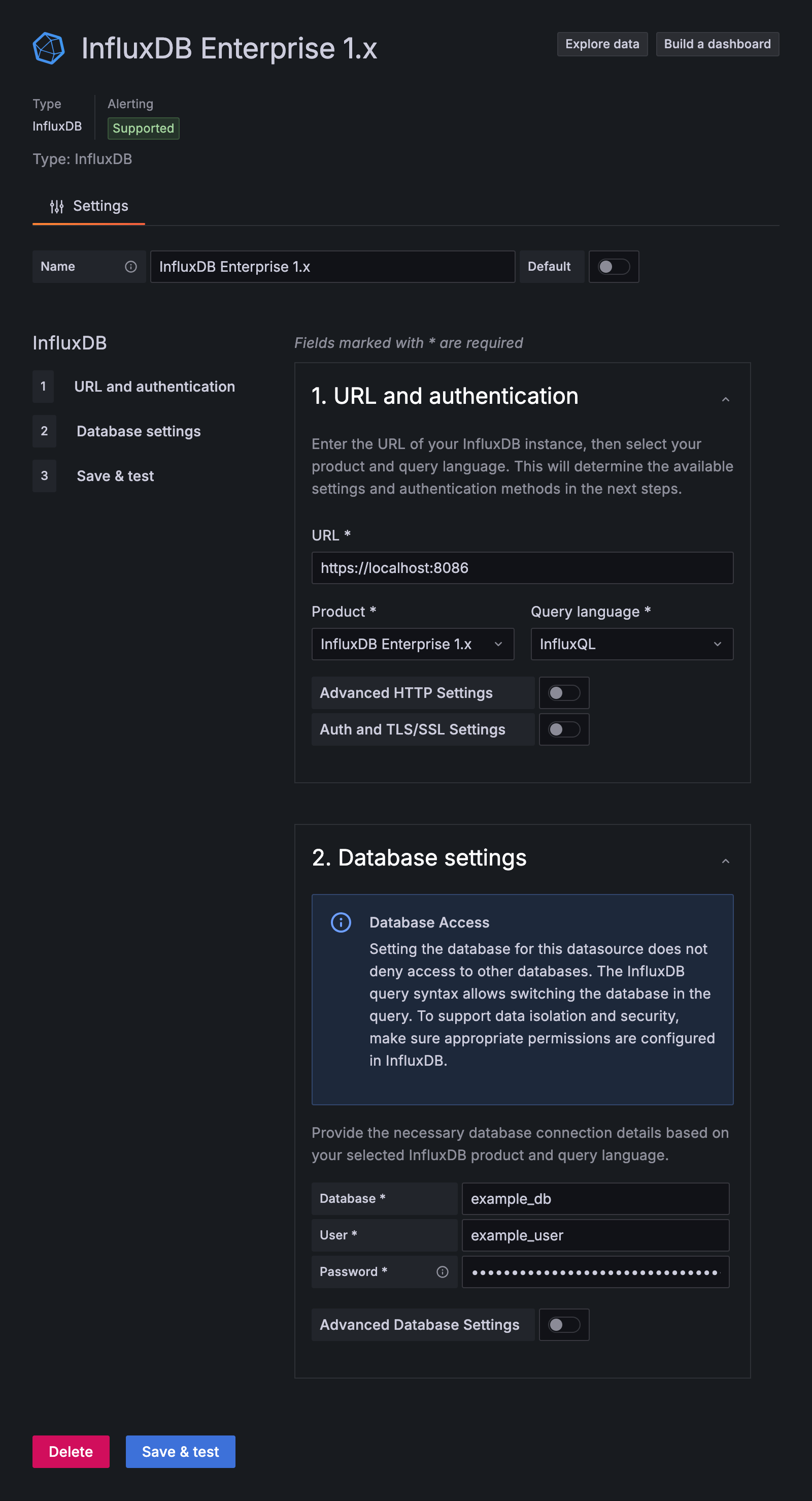 InfluxQL configuration for InfluxDB Enterprise 1.x
