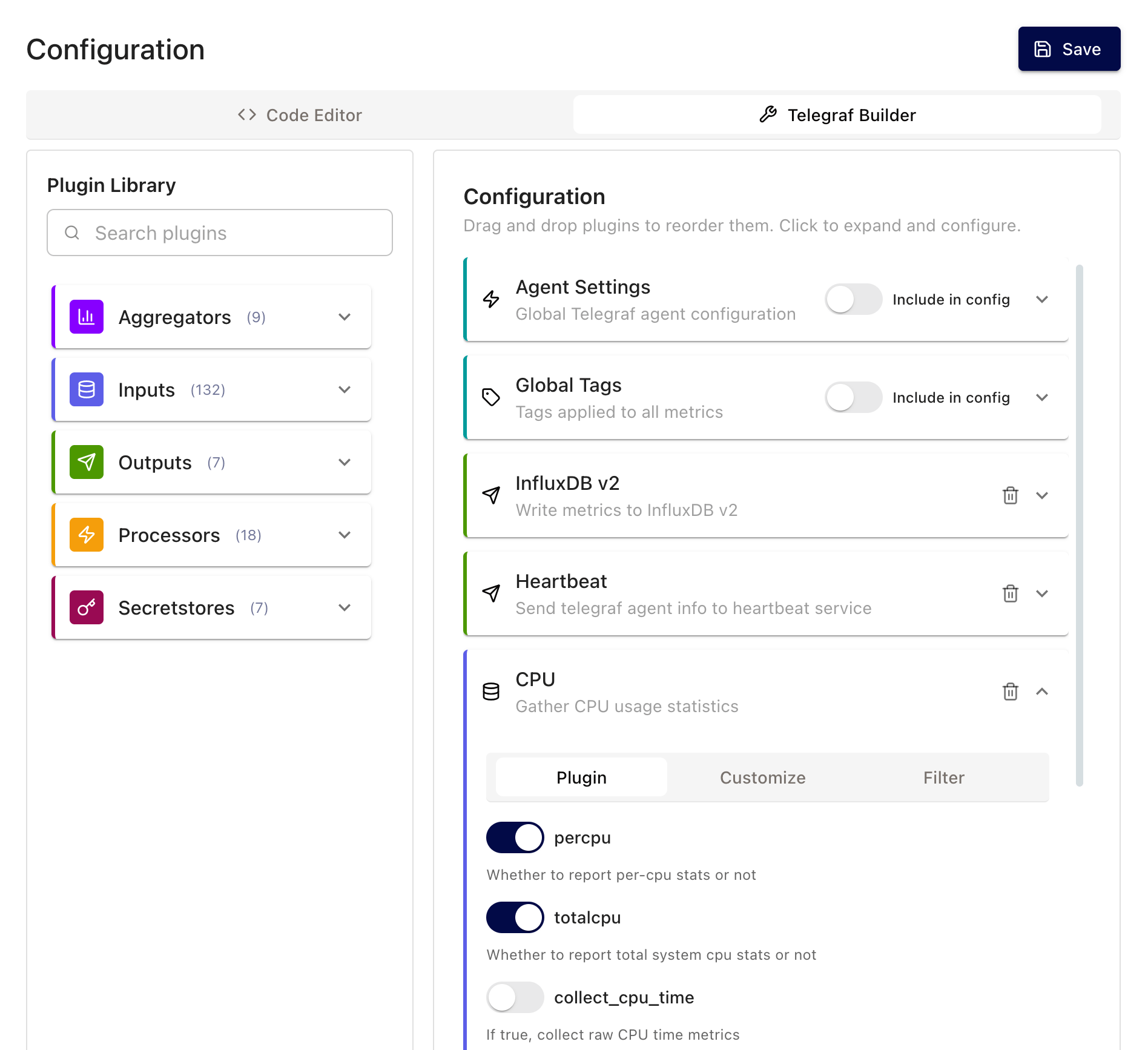 Telegraf Builder in Telegraf Controller
